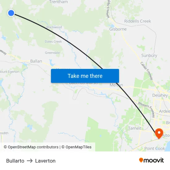 Bullarto to Laverton map