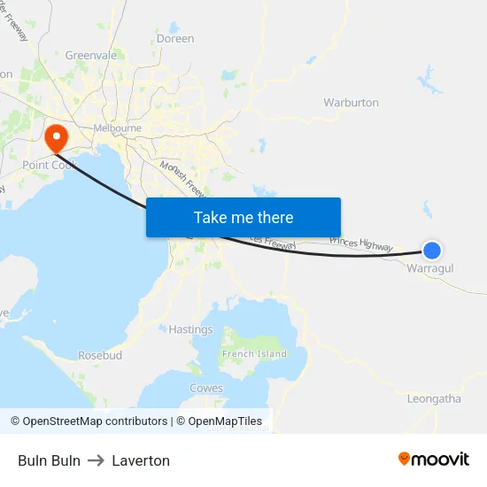 Buln Buln to Laverton map