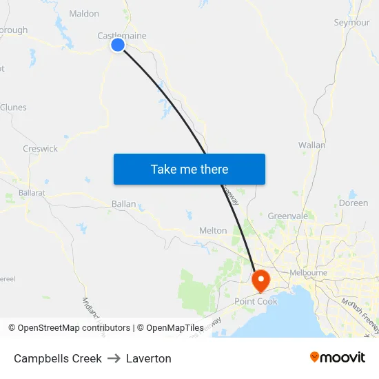 Campbells Creek to Laverton map