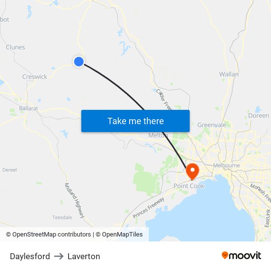 Daylesford to Laverton map