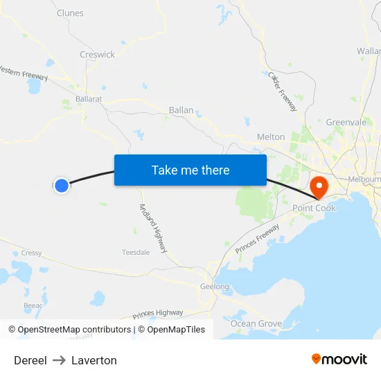 Dereel to Laverton map