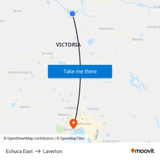 Echuca East to Laverton map