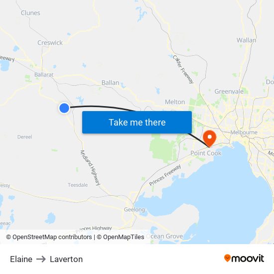 Elaine to Laverton map