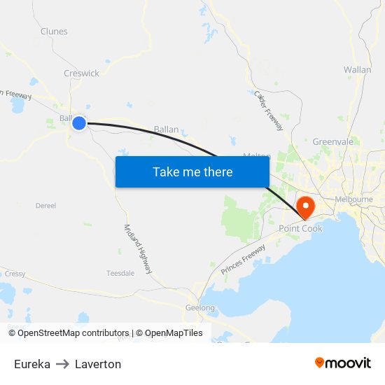 Eureka to Laverton map