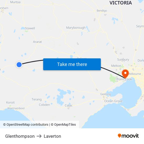 Glenthompson to Laverton map