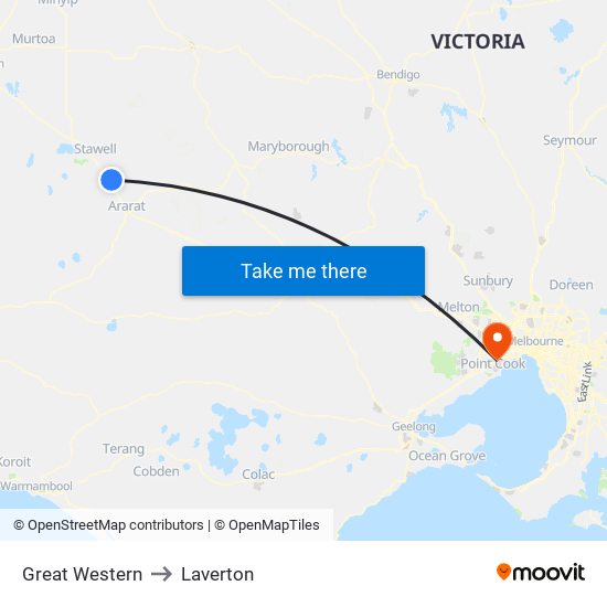 Great Western to Laverton map