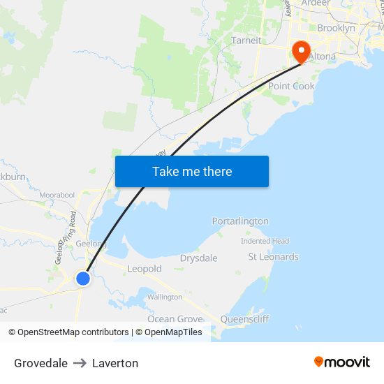 Grovedale to Laverton map