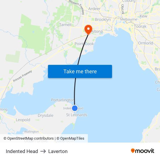 Indented Head to Laverton map