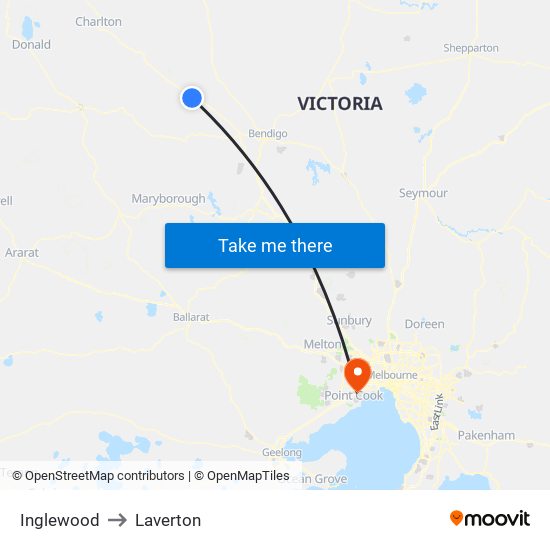 Inglewood to Laverton map