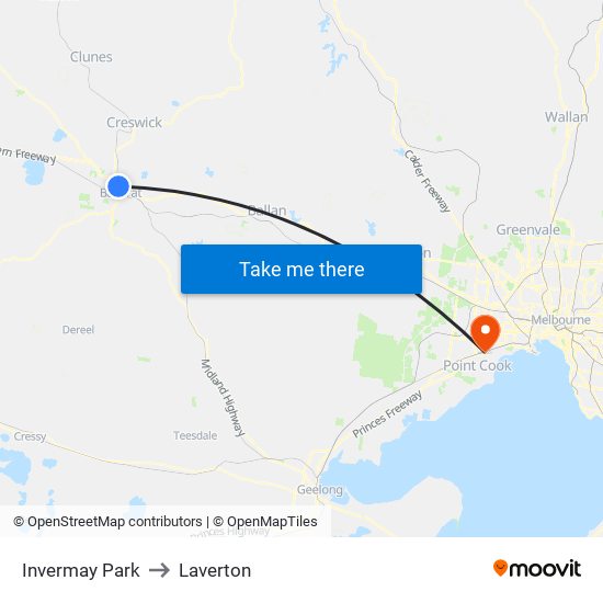 Invermay Park to Laverton map