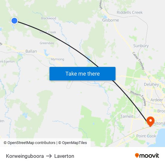 Korweinguboora to Laverton map