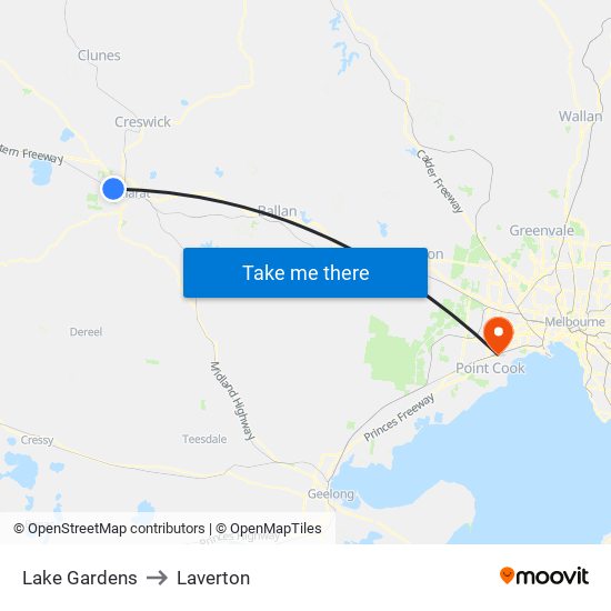 Lake Gardens to Laverton map