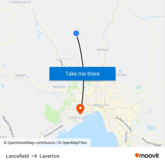 Lancefield to Laverton map