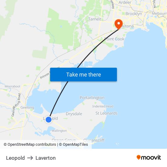 Leopold to Laverton map