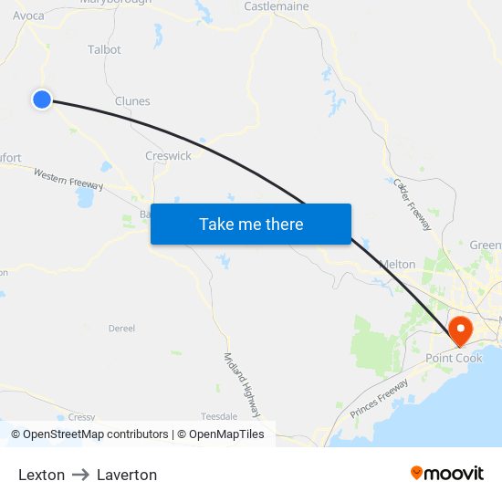 Lexton to Laverton map