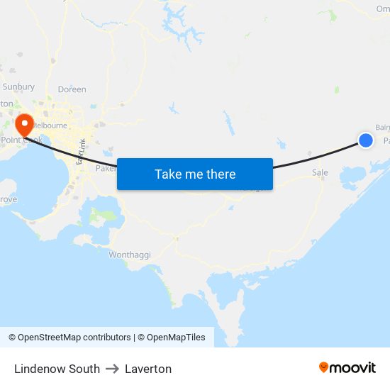 Lindenow South to Laverton map