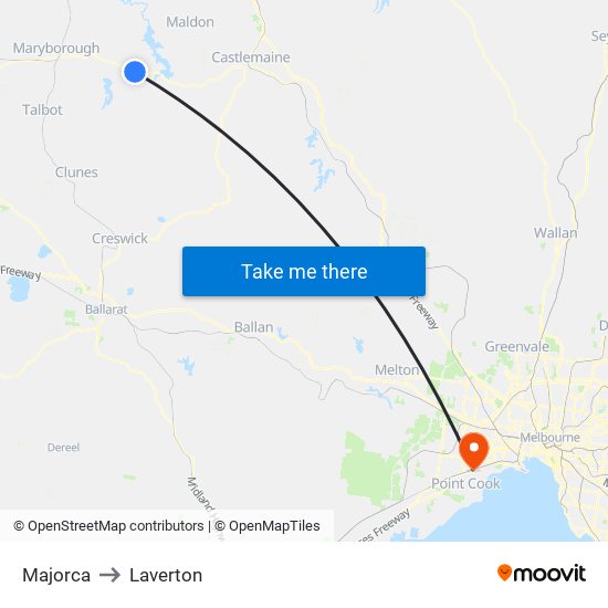 Majorca to Laverton map