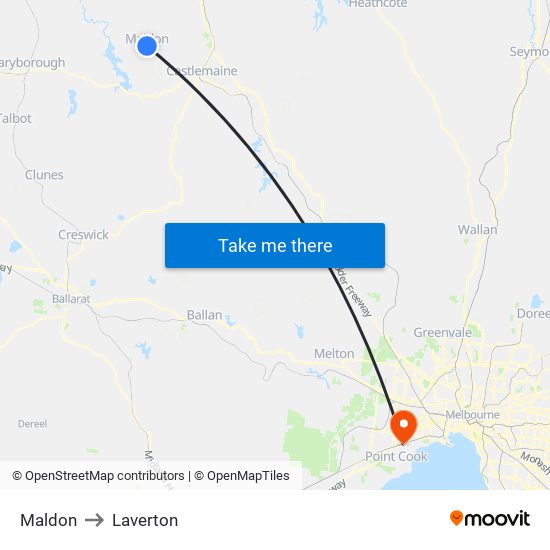 Maldon to Laverton map