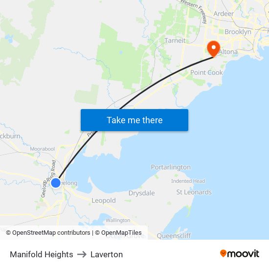 Manifold Heights to Laverton map