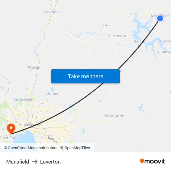 Mansfield to Laverton map