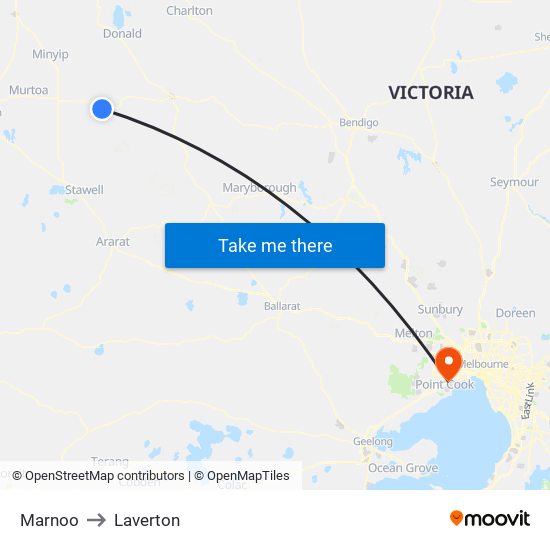 Marnoo to Laverton map