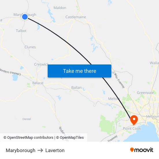 Maryborough to Laverton map