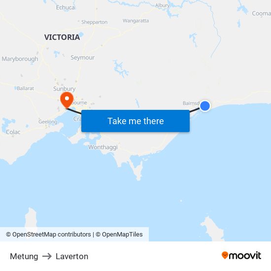 Metung to Laverton map