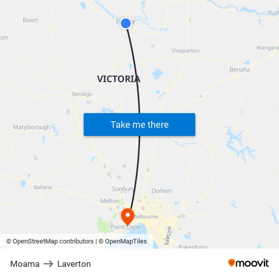 Moama to Laverton map