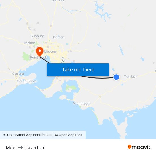 Moe to Laverton map