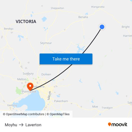 Moyhu to Laverton map