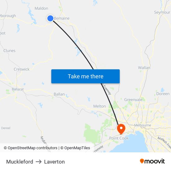 Muckleford to Laverton map