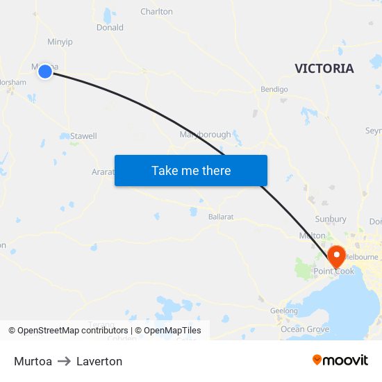 Murtoa to Laverton map