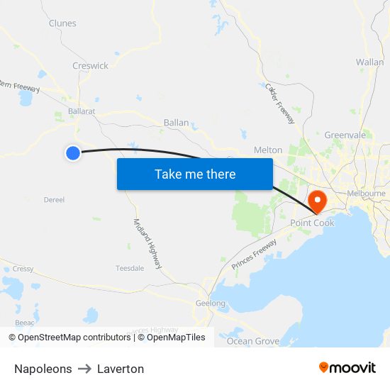 Napoleons to Laverton map