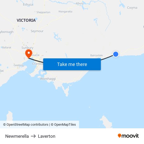 Newmerella to Laverton map