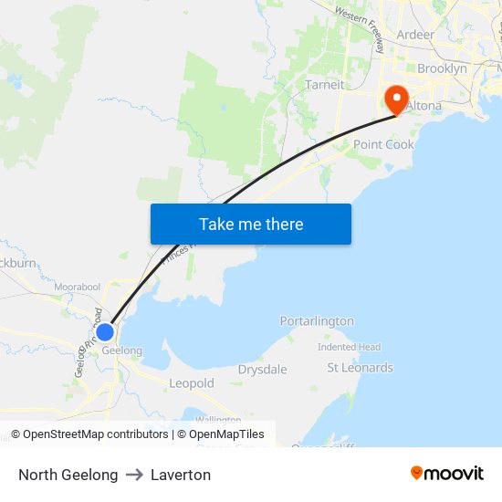 North Geelong to Laverton map