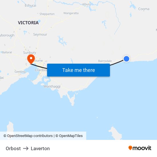 Orbost to Laverton map