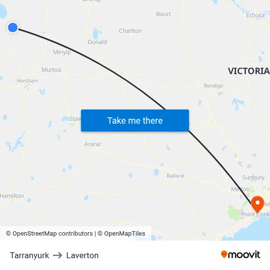Tarranyurk to Laverton map
