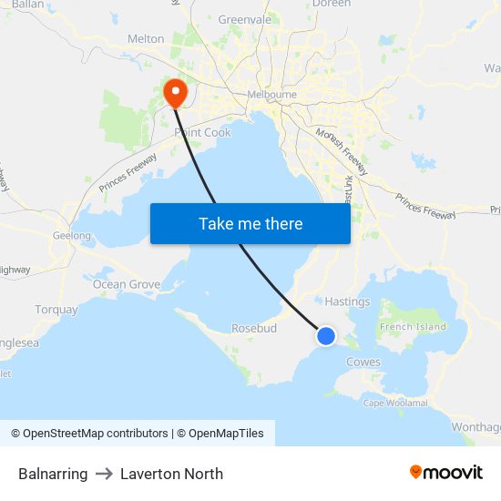 Balnarring to Laverton North map