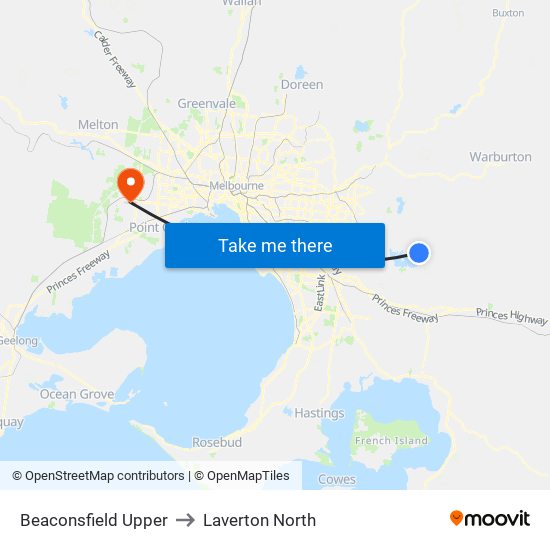 Beaconsfield Upper to Laverton North map