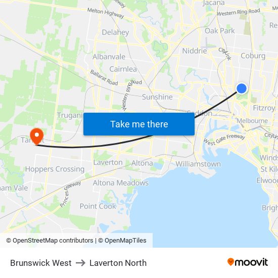 Brunswick West to Laverton North map