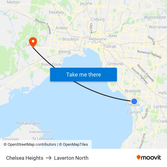 Chelsea Heights to Laverton North map