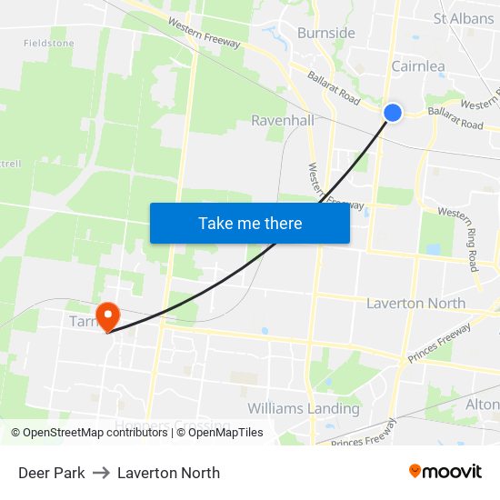 Deer Park to Laverton North map