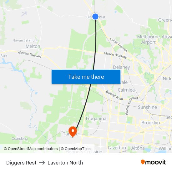 Diggers Rest to Laverton North map