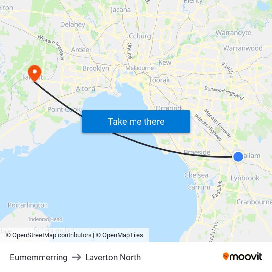 Eumemmerring to Laverton North map