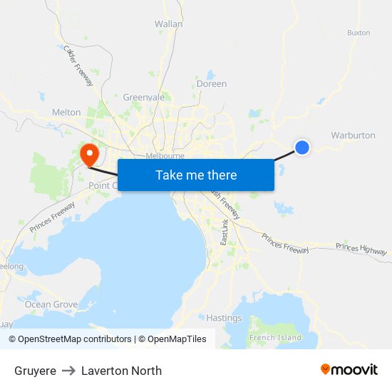 Gruyere to Laverton North map