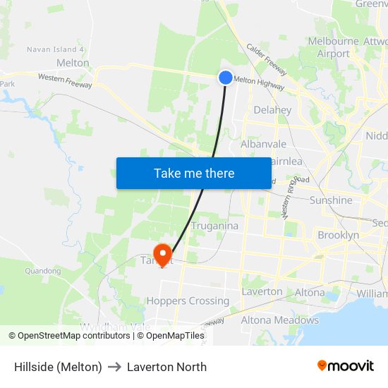 Hillside (Melton) to Laverton North map