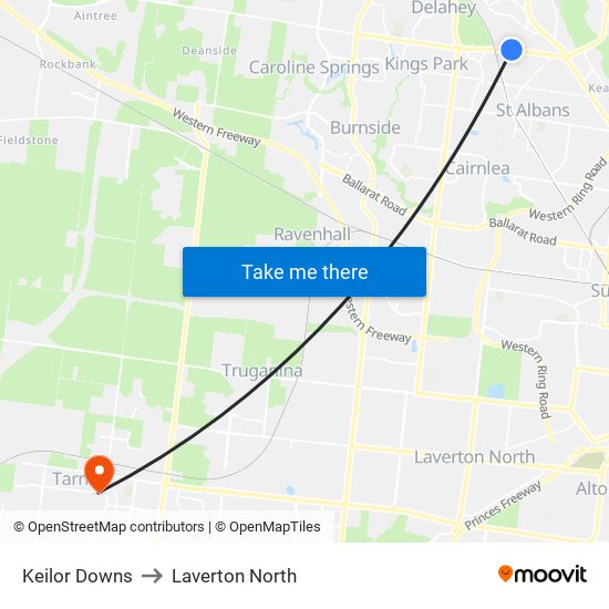 Keilor Downs to Laverton North map