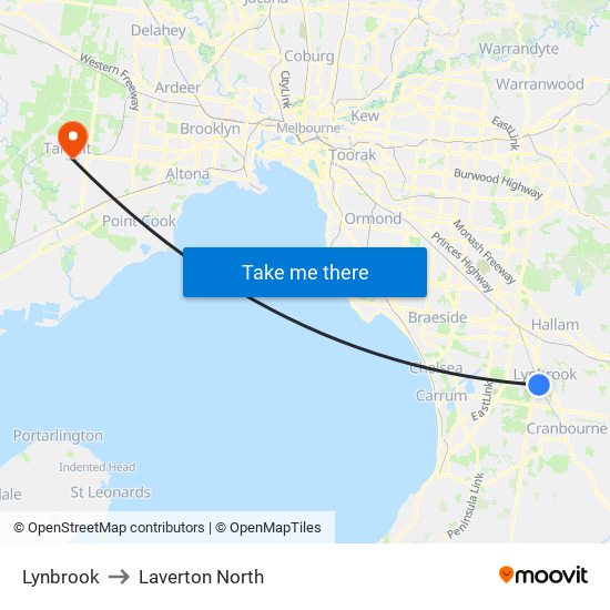 Lynbrook to Laverton North map