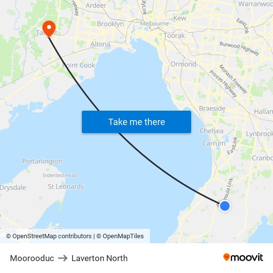 Moorooduc to Laverton North map