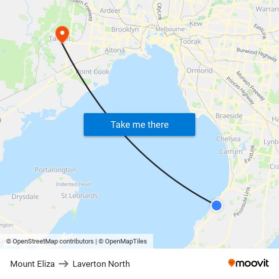 Mount Eliza to Laverton North map